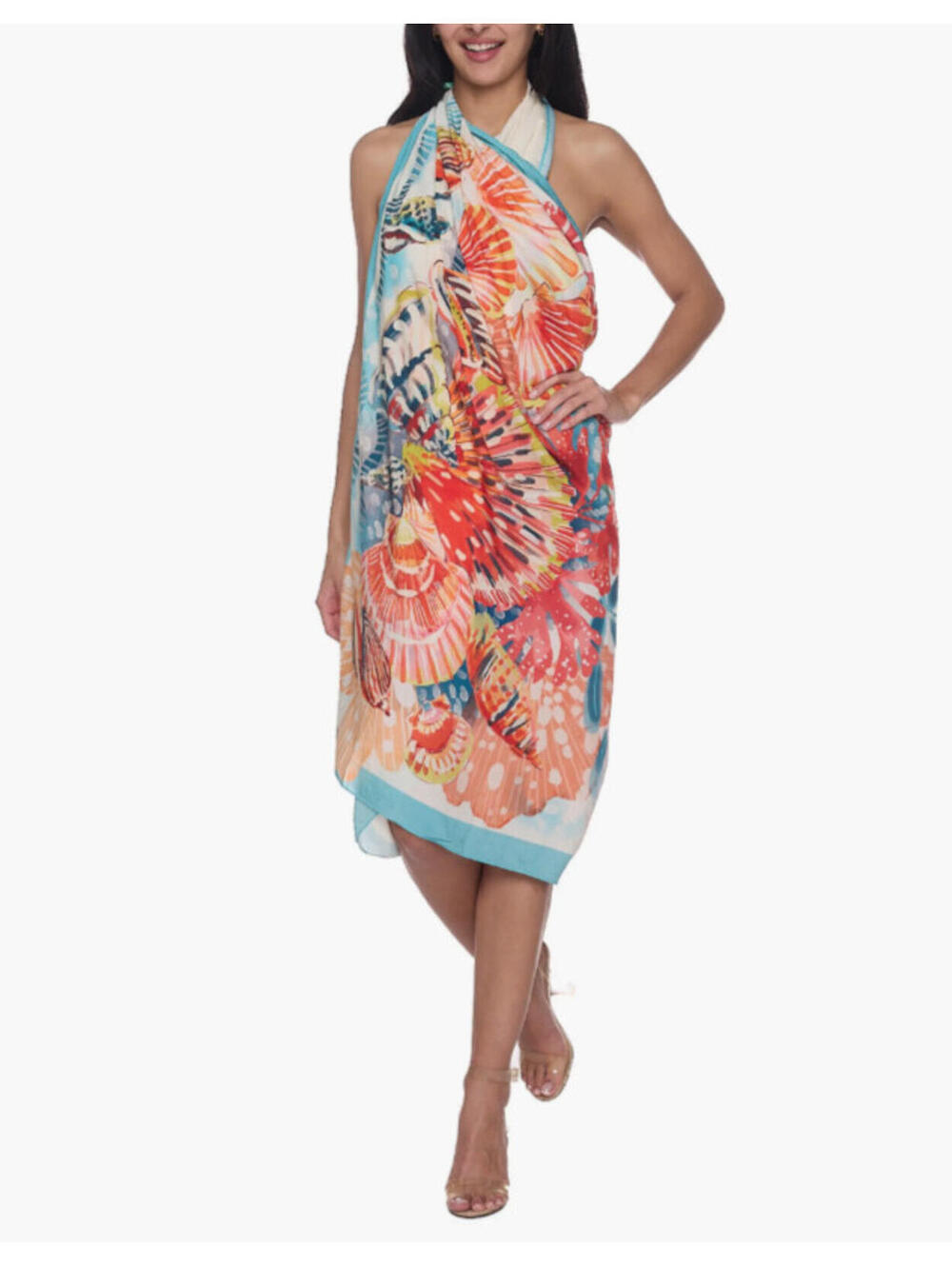 NEW, Ranees Pareo Convertible Midi Cover-Up Dress in Mulitcolor One Size #SC93